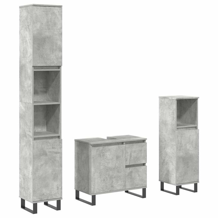 Set mobilier de baie, 3 piese, gri beton, lemn compozit WALTI