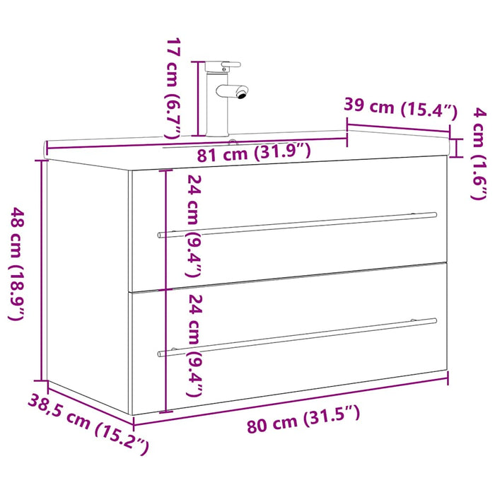 Set mobilier de baie, 2 piese, gri beton, lemn compozit WALTI