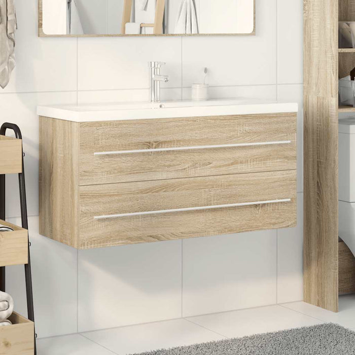 Set mobilier de baie, 2 piese, stejar sonoma, lemn prelucrat WALTI