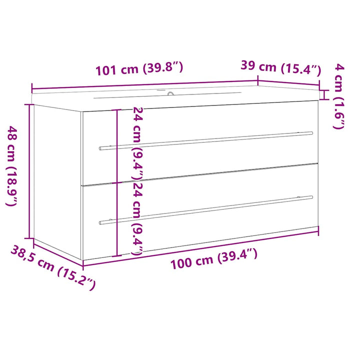 Set mobilier de baie, 2 piese, stejar sonoma, lemn prelucrat WALTI
