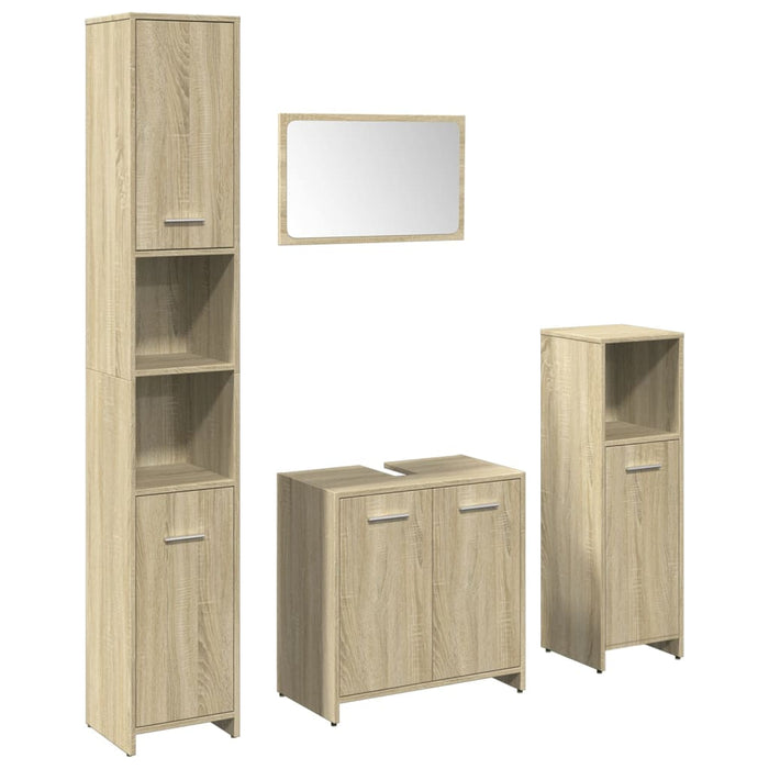 Set mobilier de baie, 4 piese, stejar sonoma, lemn prelucrat WALTI