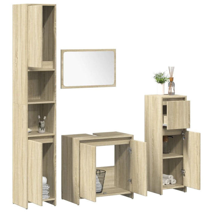 Set mobilier de baie, 4 piese, stejar sonoma, lemn prelucrat - WALTI WALTI