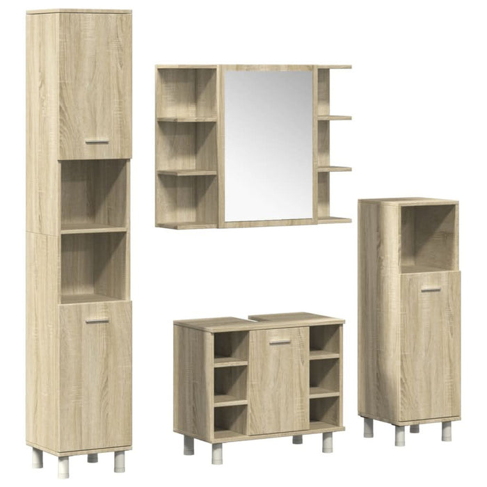 Set mobilier de baie, 4 piese, stejar sonoma, lemn prelucrat - WALTI WALTI