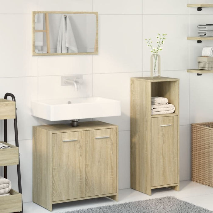 Set mobilier de baie, 3 piese, stejar sonoma, lemn prelucrat - WALTI WALTI