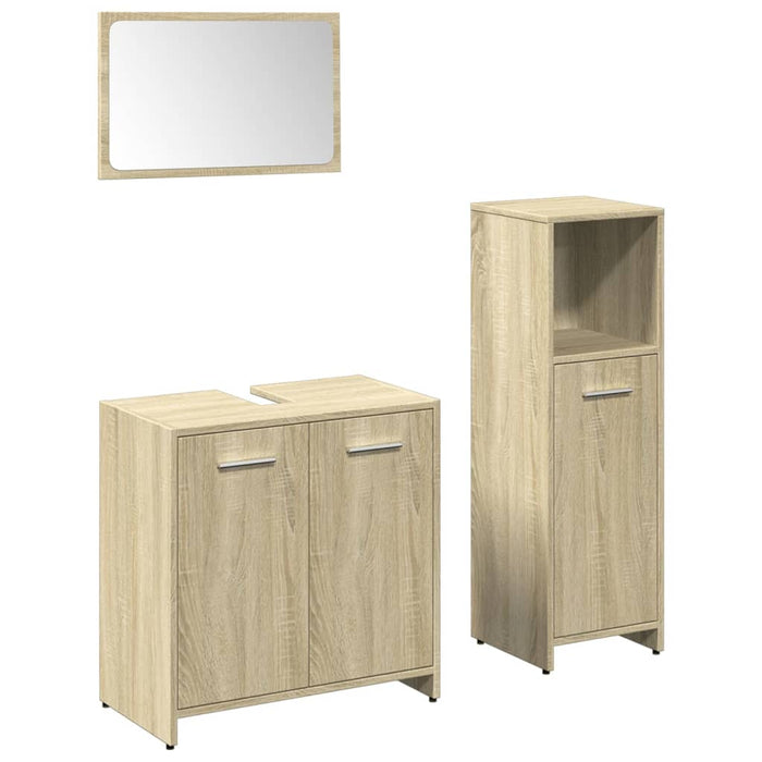 Set mobilier de baie, 3 piese, stejar sonoma, lemn prelucrat WALTI