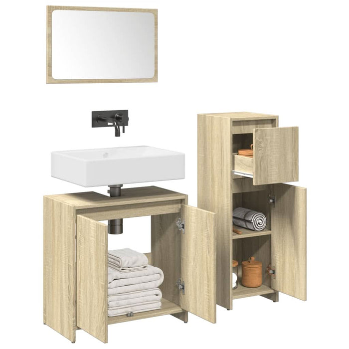 Set mobilier de baie, 3 piese, stejar sonoma, lemn prelucrat - WALTI WALTI