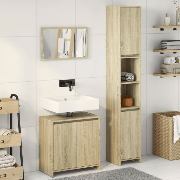 Set mobilier de baie, 3 piese, stejar sonoma, lemn prelucrat - WALTI WALTI