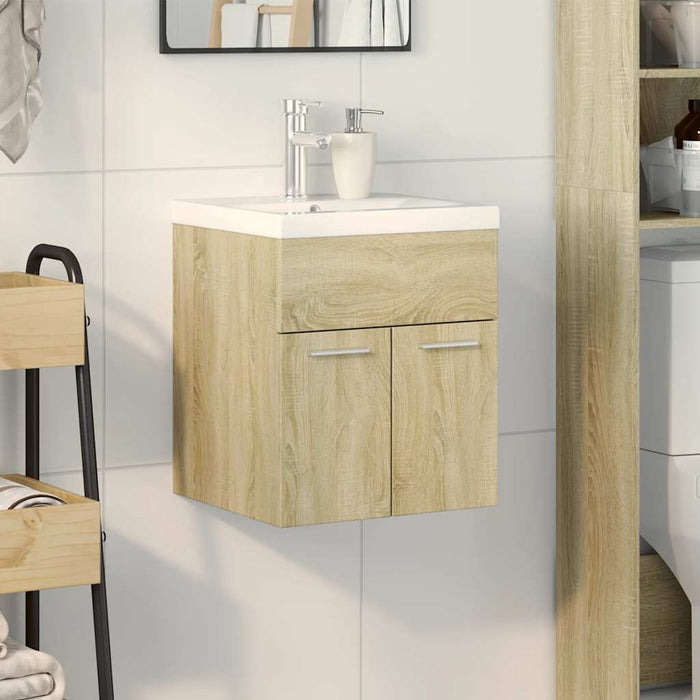 Set mobilier de baie, 2 piese, stejar sonoma, lemn prelucrat WALTI