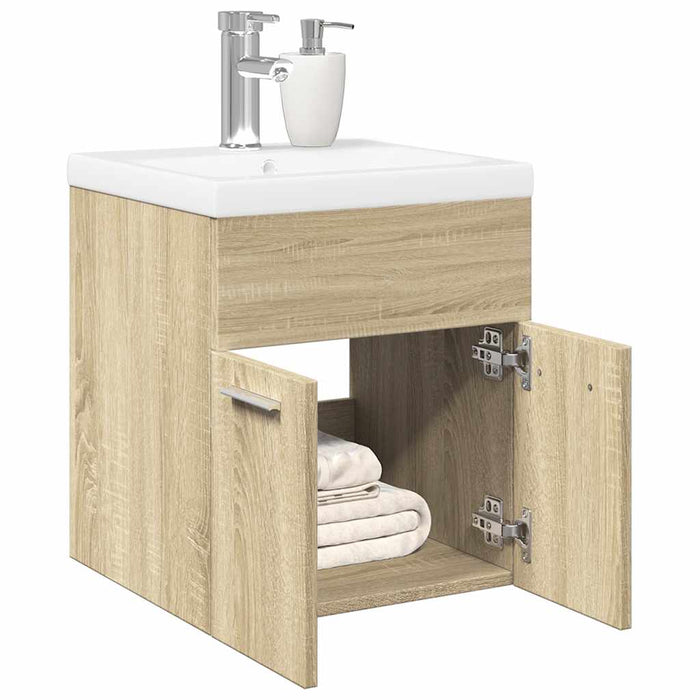 Set mobilier de baie, 2 piese, stejar sonoma, lemn prelucrat WALTI