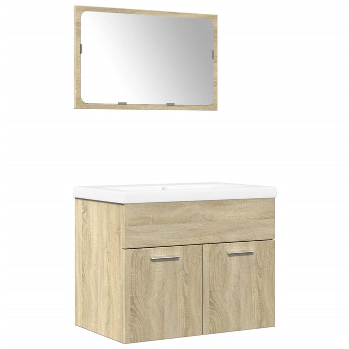 Set mobilier de baie, 3 piese, stejar sonoma, lemn prelucrat WALTI