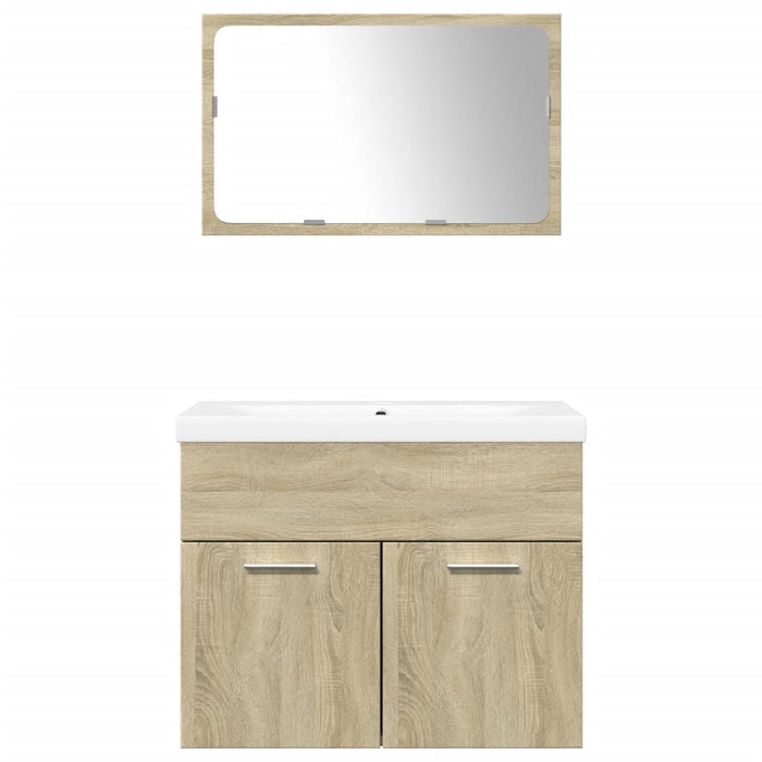 Set mobilier de baie, 3 piese, stejar sonoma, lemn prelucrat WALTI