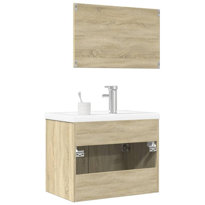 Set mobilier de baie, 3 piese, stejar sonoma, lemn prelucrat WALTI