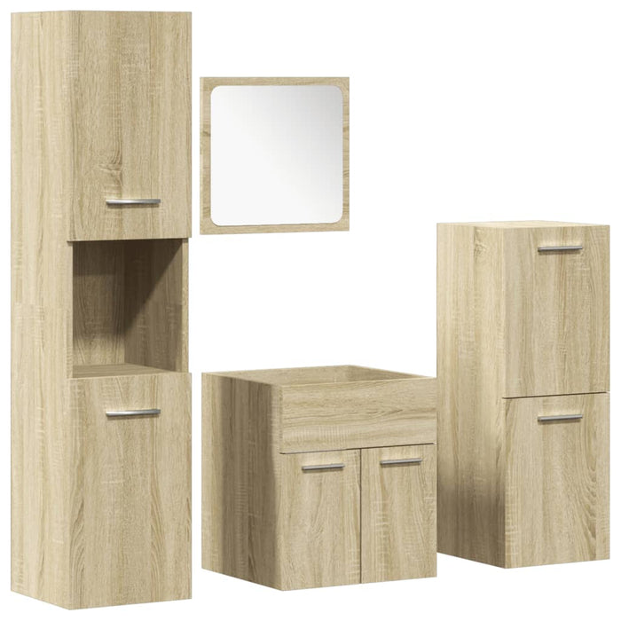 Set mobilier de baie, 4 piese, stejar sonoma, lemn prelucrat WALTI