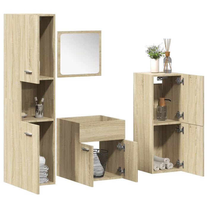 Set mobilier de baie, 4 piese, stejar sonoma, lemn prelucrat WALTI