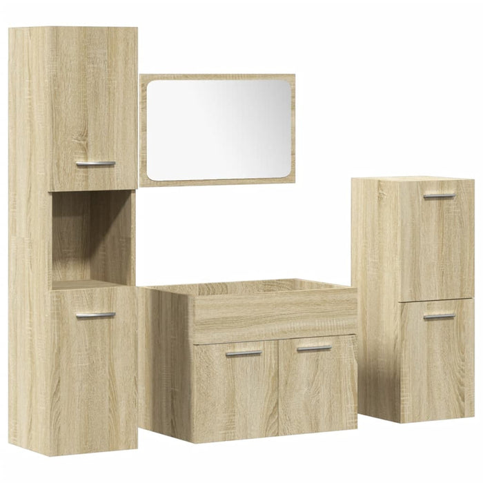 Set mobilier de baie, 4 piese, stejar sonoma, lemn prelucrat WALTI