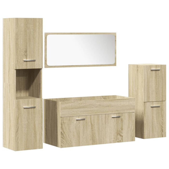 Set mobilier de baie, 4 piese, stejar sonoma, lemn prelucrat WALTI