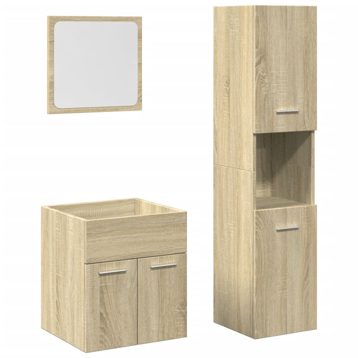 Set mobilier de baie, 3 piese, stejar sonoma, lemn prelucrat WALTI