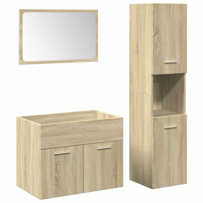 Set mobilier de baie, 3 piese, stejar sonoma, lemn prelucrat - WALTI WALTI