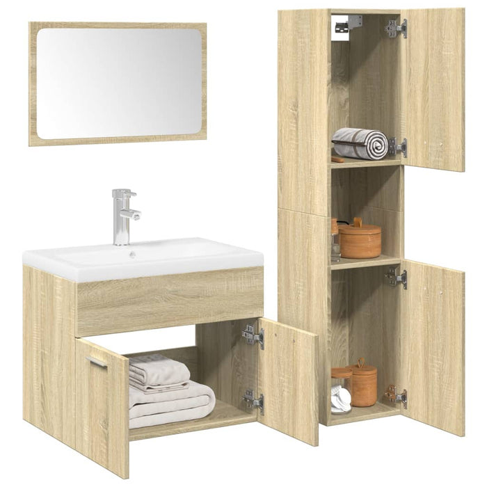 Set mobilier de baie, 3 piese, stejar sonoma, lemn prelucrat - WALTI WALTI