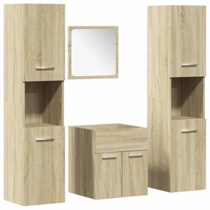 Set mobilier de baie, 4 piese, stejar sonoma, lemn prelucrat - WALTI WALTI