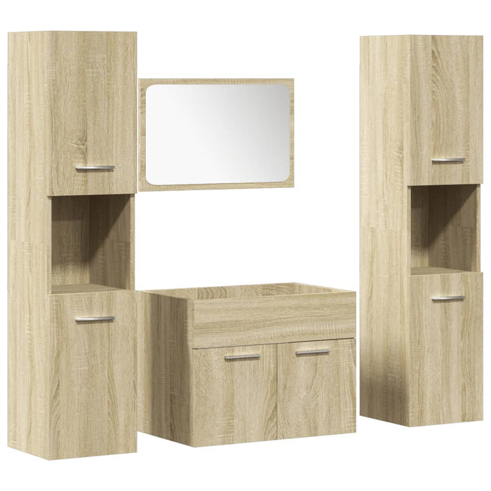 Set mobilier de baie, 4 piese, stejar sonoma, lemn prelucrat WALTI