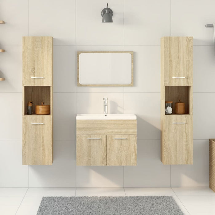Set mobilier de baie, 4 piese, stejar sonoma, lemn prelucrat WALTI