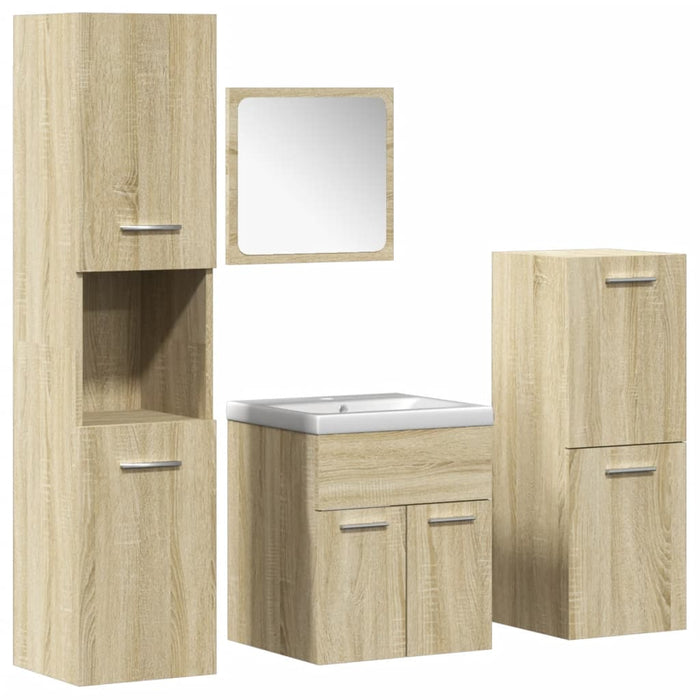 Set mobilier de baie, 5 piese, stejar sonoma, lemn prelucrat WALTI