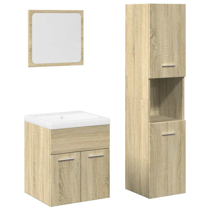 Set mobilier de baie, 4 piese, stejar sonoma, lemn prelucrat - WALTI WALTI