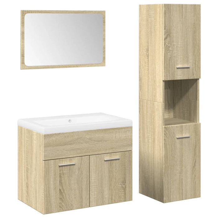 Set mobilier de baie, 4 piese, stejar sonoma, lemn prelucrat WALTI