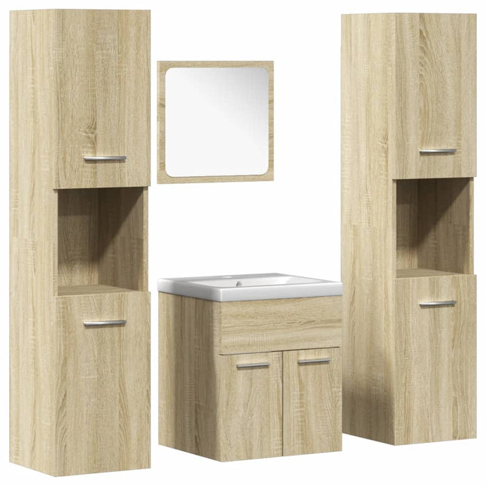 Set mobilier de baie, 5 piese, stejar sonoma, lemn prelucrat WALTI