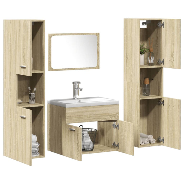 Set mobilier de baie, 5 piese, stejar sonoma, lemn prelucrat - WALTI WALTI
