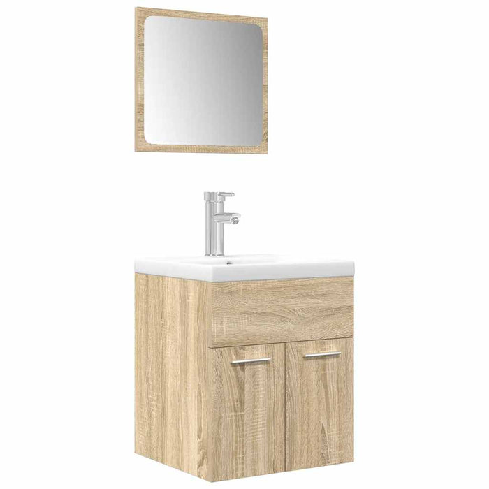 Set mobilier de baie, 3 piese, stejar sonoma, lemn prelucrat WALTI