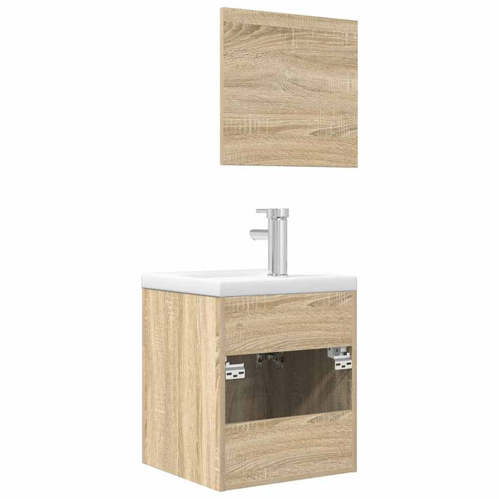 Set mobilier de baie, 3 piese, stejar sonoma, lemn prelucrat WALTI