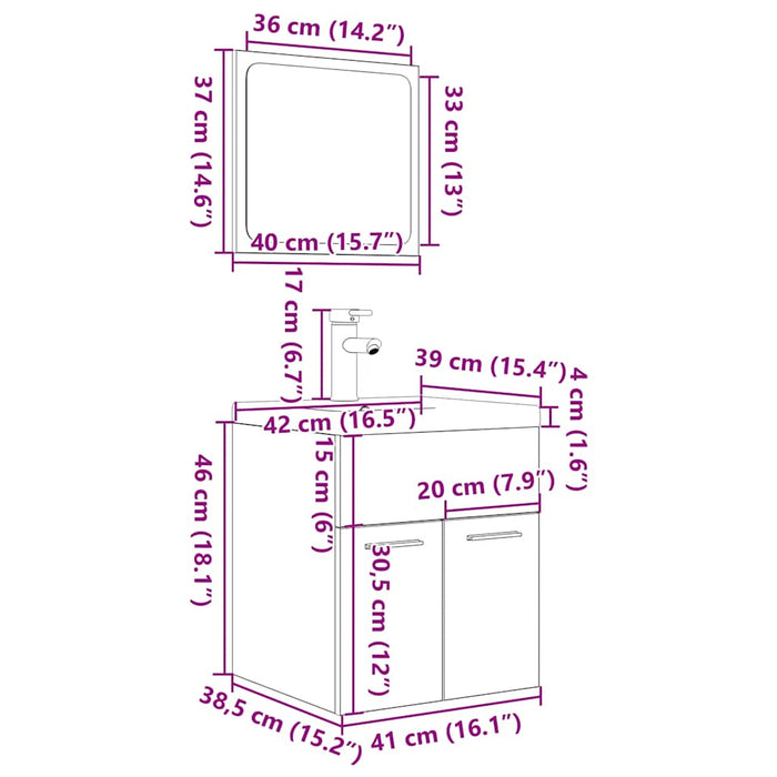 Set mobilier de baie, 3 piese, stejar sonoma, lemn prelucrat WALTI