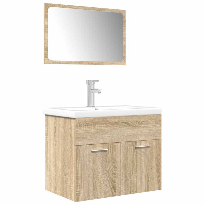 Set mobilier de baie, 3 piese, stejar sonoma, lemn prelucrat - WALTI WALTI