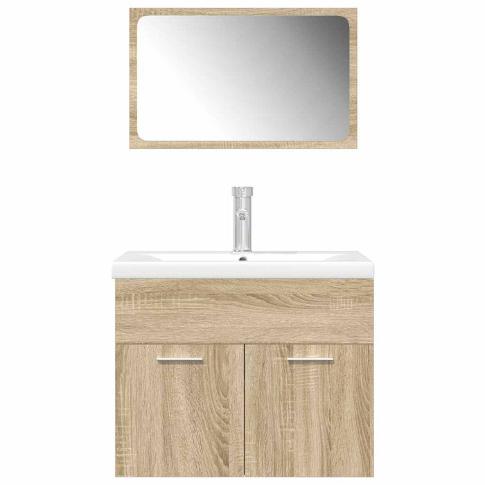 Set mobilier de baie, 3 piese, stejar sonoma, lemn prelucrat - WALTI WALTI