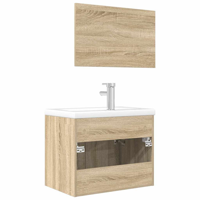 Set mobilier de baie, 3 piese, stejar sonoma, lemn prelucrat - WALTI WALTI