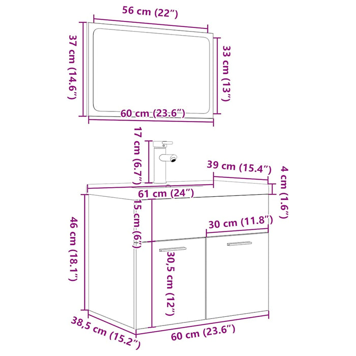 Set mobilier de baie, 3 piese, stejar sonoma, lemn prelucrat - WALTI WALTI
