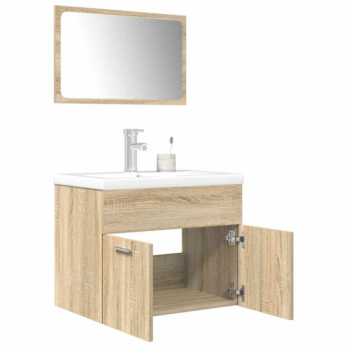 Set mobilier de baie, 3 piese, stejar sonoma, lemn prelucrat - WALTI WALTI