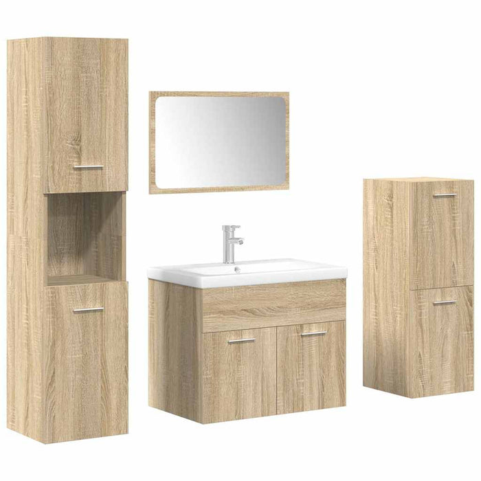 Set mobilier de baie, 5 piese, stejar sonoma, lemn prelucrat WALTI