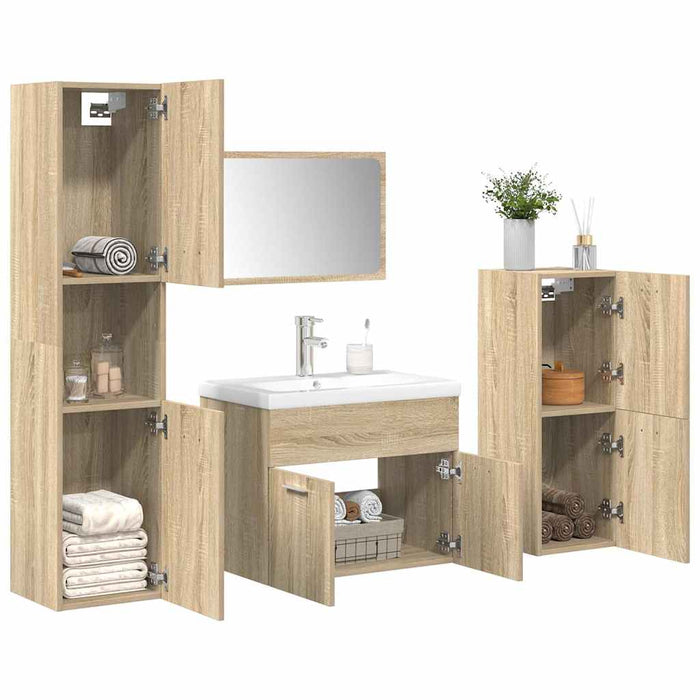 Set mobilier de baie, 5 piese, stejar sonoma, lemn prelucrat WALTI