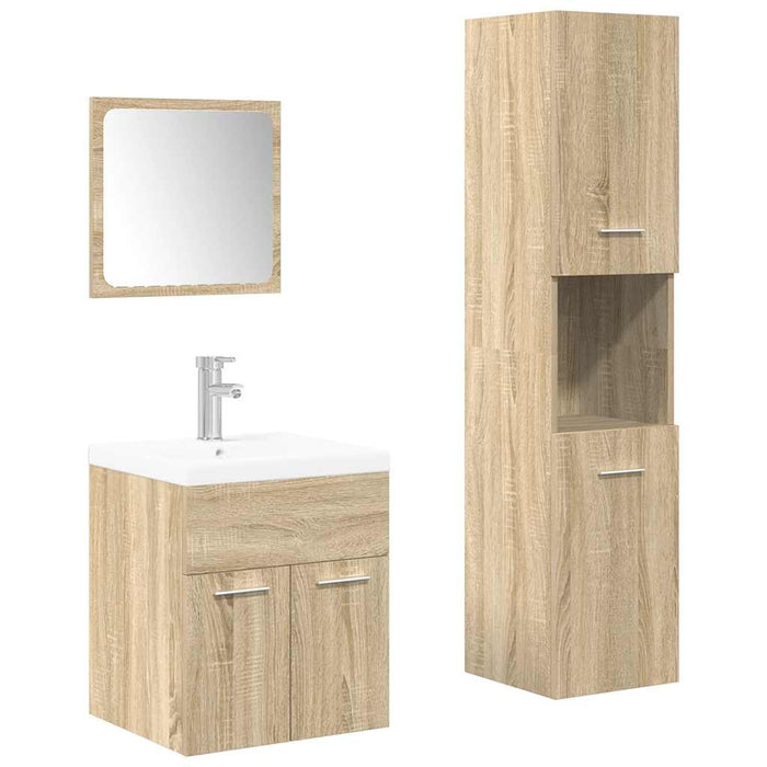 Set mobilier de baie, 4 piese, stejar sonoma, lemn prelucrat WALTI