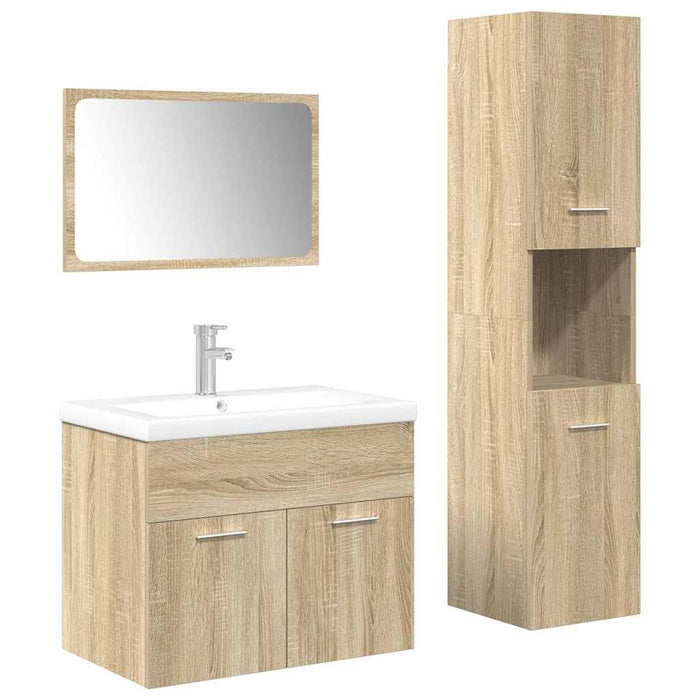 Set mobilier de baie, 4 piese, stejar sonoma, lemn prelucrat WALTI