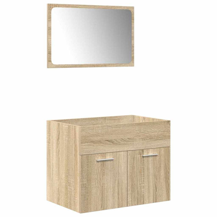 Set mobilier de baie, 4 piese, stejar sonoma, lemn prelucrat WALTI