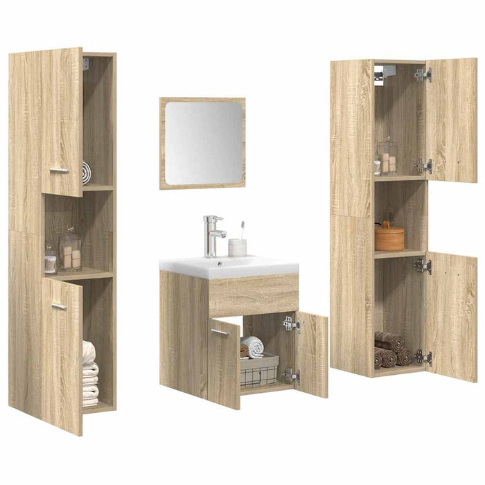 Set mobilier de baie, 5 piese, stejar sonoma, lemn prelucrat WALTI