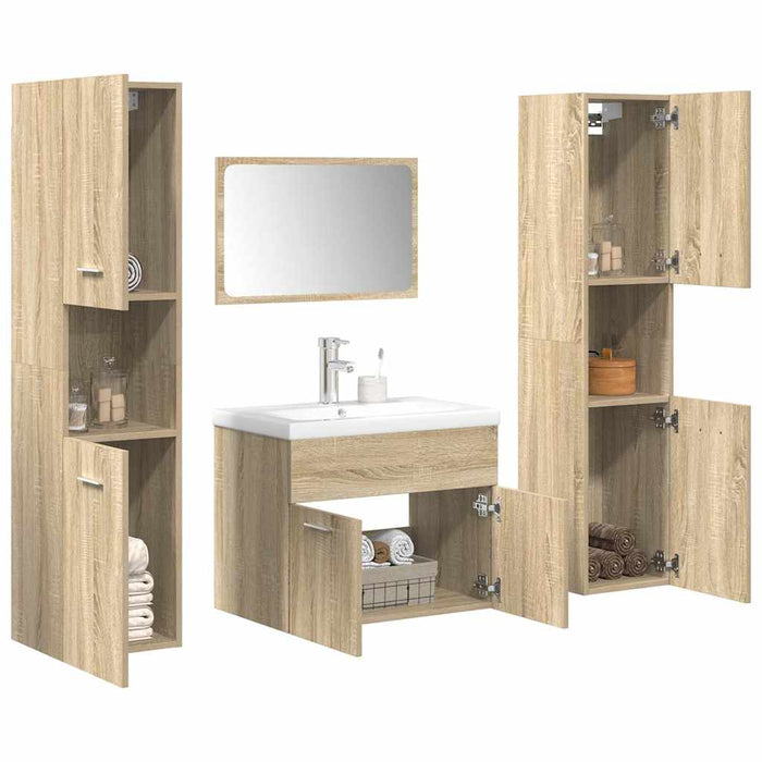 Set mobilier de baie, 5 piese, stejar sonoma, lemn prelucrat - WALTI WALTI