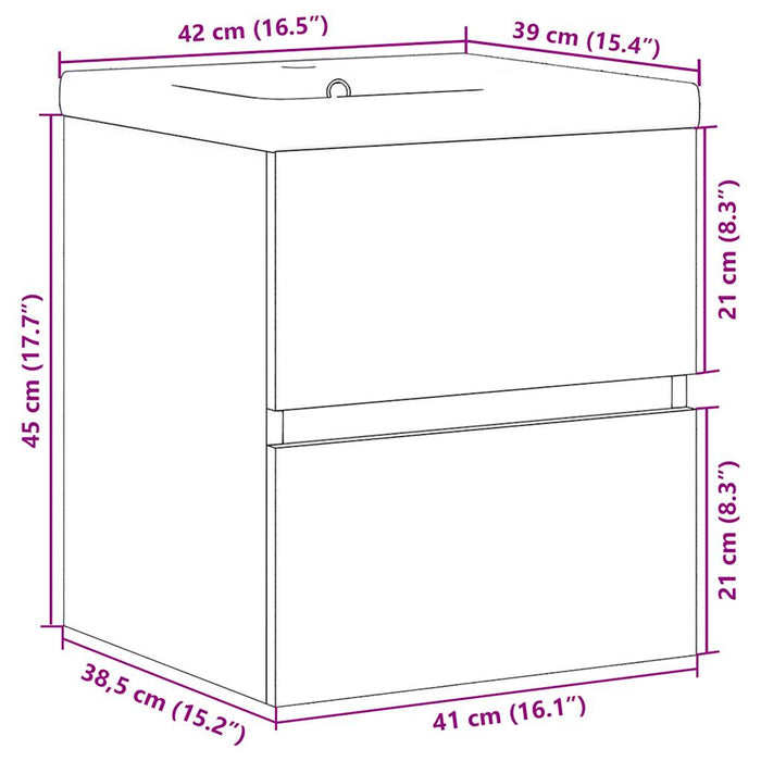 Set mobilier de baie, 2 piese, stejar sonoma, lemn prelucrat WALTI