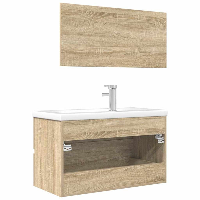 Set mobilier de baie, 3 piese, stejar sonoma, lemn prelucrat WALTI