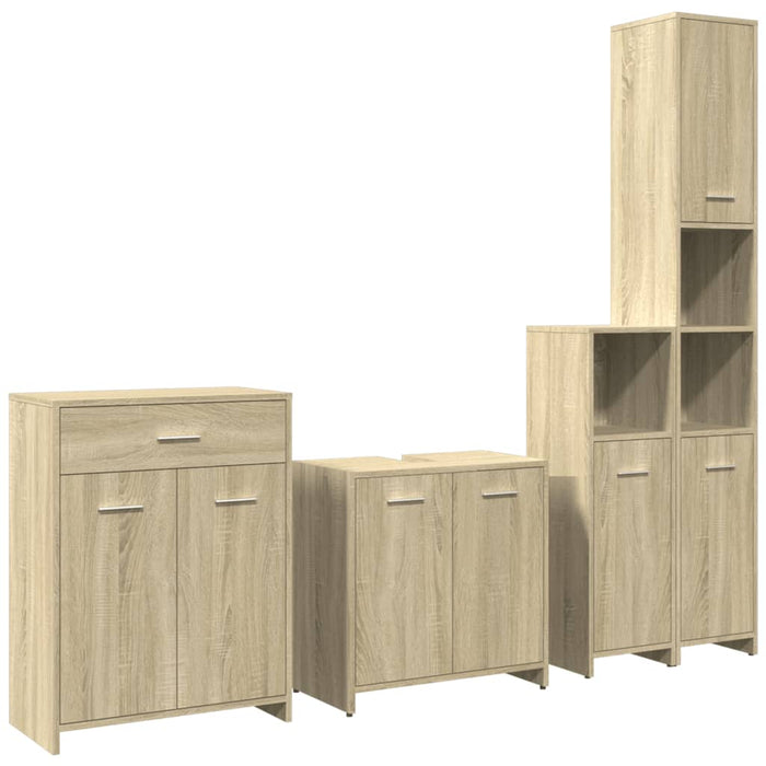 Set mobilier de baie, 4 piese, stejar sonoma, lemn prelucrat - WALTI WALTI