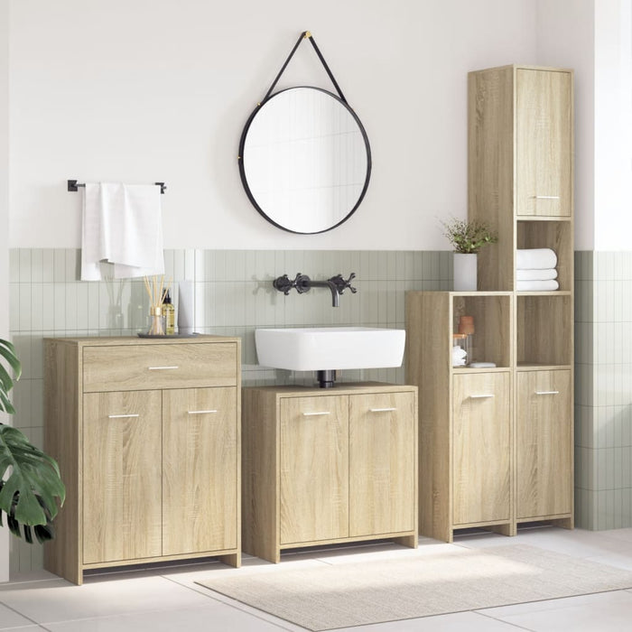 Set mobilier de baie, 4 piese, stejar sonoma, lemn prelucrat - WALTI WALTI